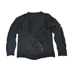 Alternative grunge distressed knit sweater